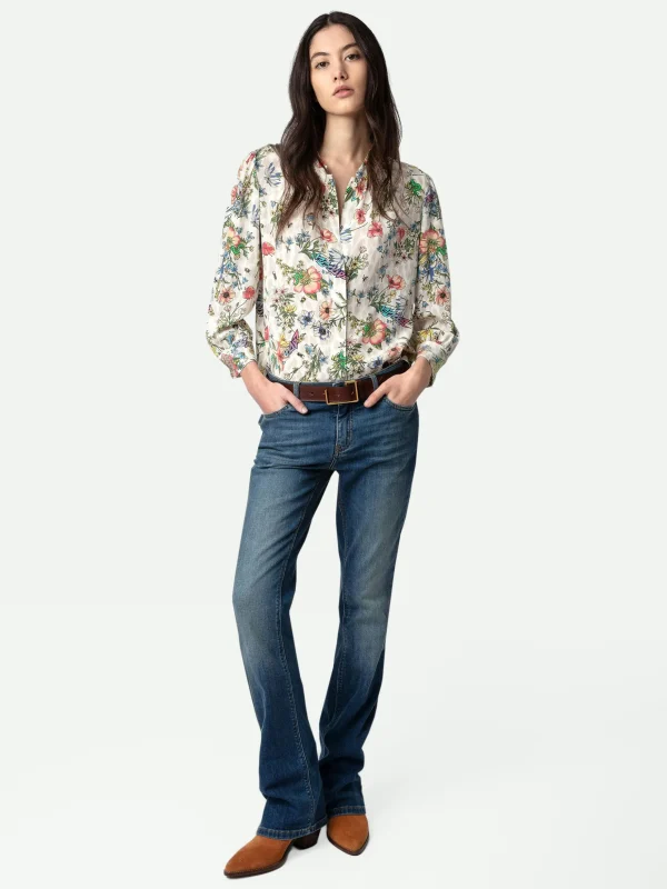 Zadig&Voltaire Tadeo Diamanté Silk Blouse Vanille Flash Sale