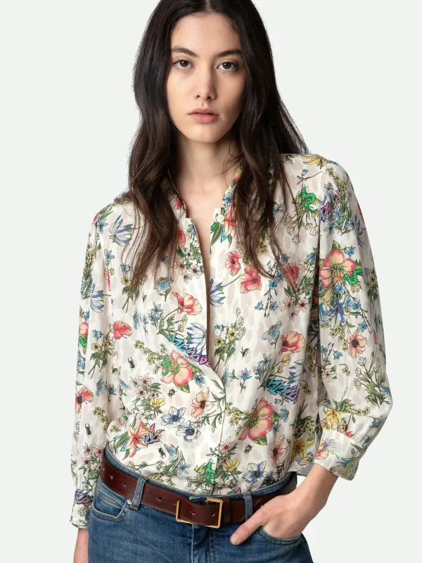 Zadig&Voltaire Tadeo Diamanté Silk Blouse Vanille Flash Sale