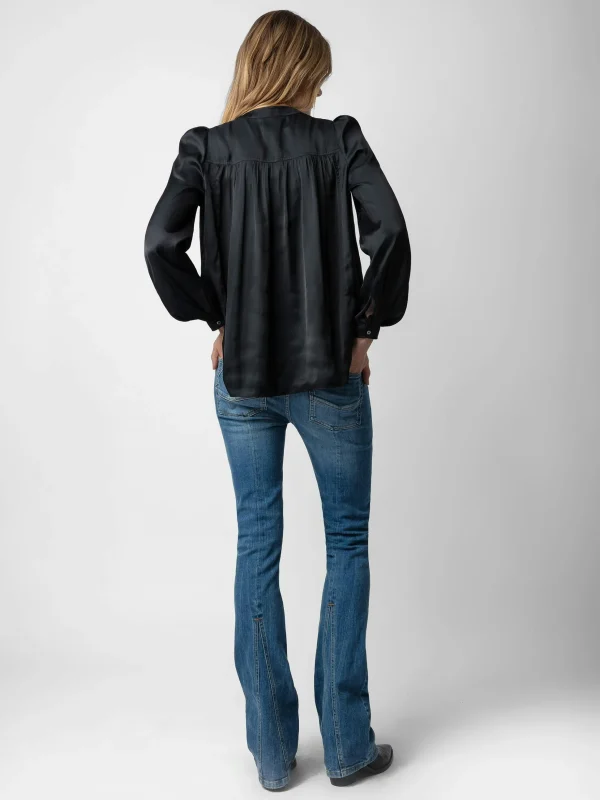 Zadig&Voltaire Tchin Satin Blouse Black Hot