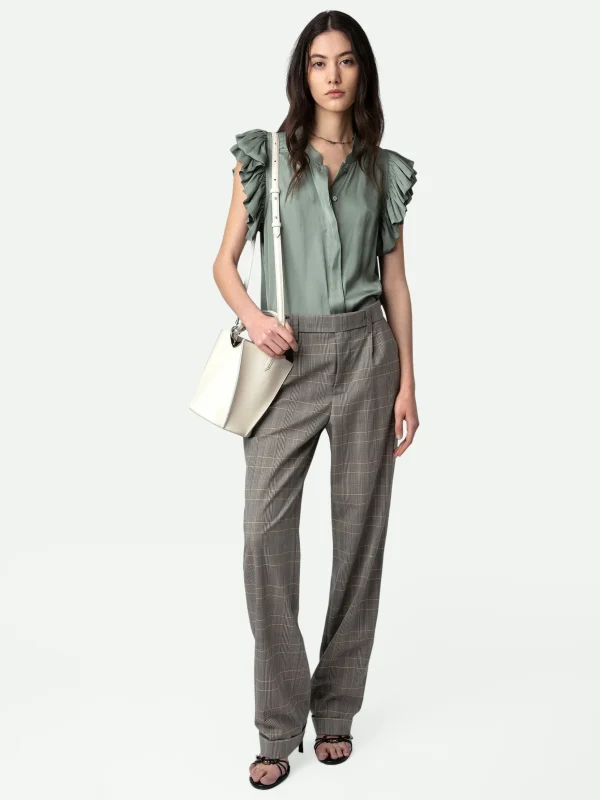 Zadig&Voltaire Tiza Satin Top Treillis Outlet