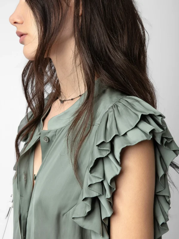 Zadig&Voltaire Tiza Satin Top Treillis Outlet