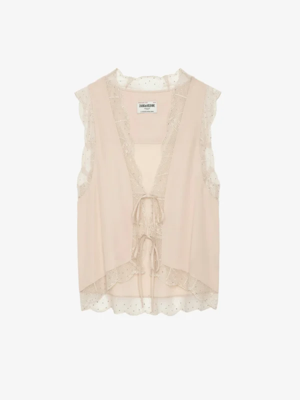 Zadig&Voltaire Topzy Diamanté Silk Top Sorbet Store