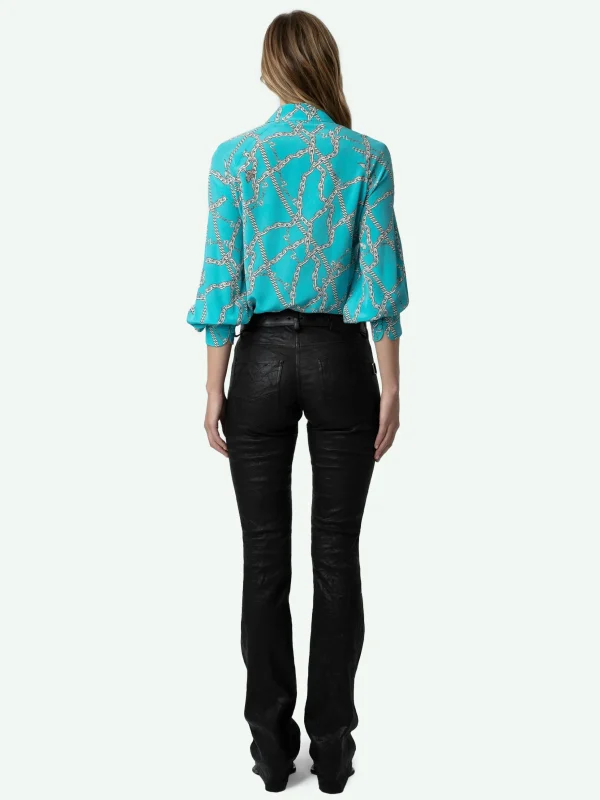 Zadig&Voltaire Tuile Silk Blouse Aqua Cheap
