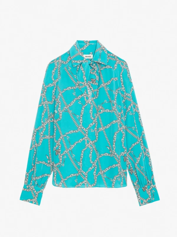 Zadig&Voltaire Tuile Silk Blouse Aqua Cheap