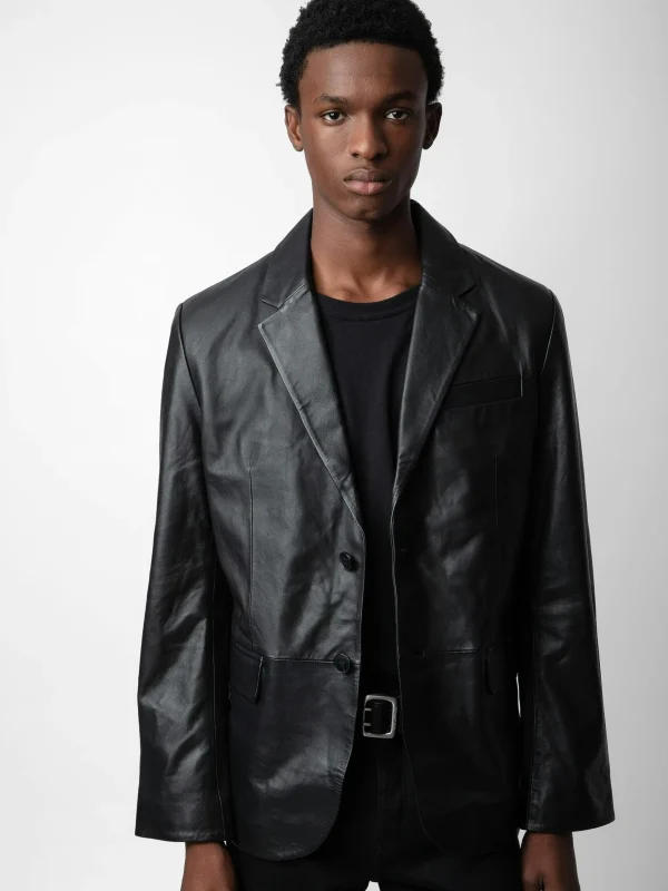 Zadig&Voltaire Valfried Leather Blazer Black Sale