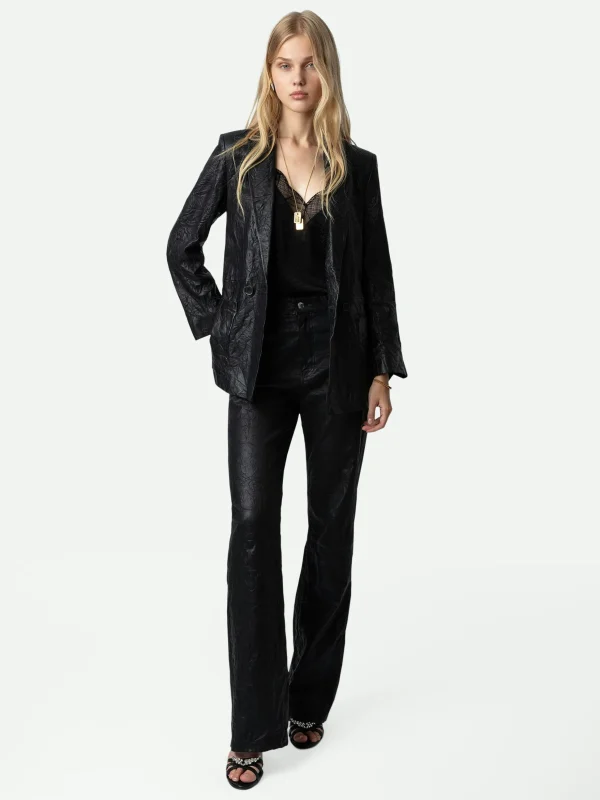 Zadig&Voltaire Visco Crinkled Leather Jacket Black Best