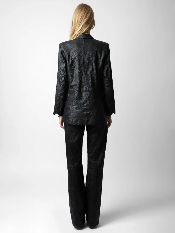 Zadig&Voltaire Visco Crinkled Leather Jacket Black Best