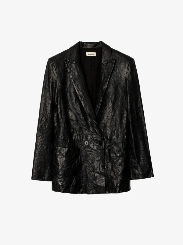 Zadig&Voltaire Visco Crinkled Leather Jacket Black Best