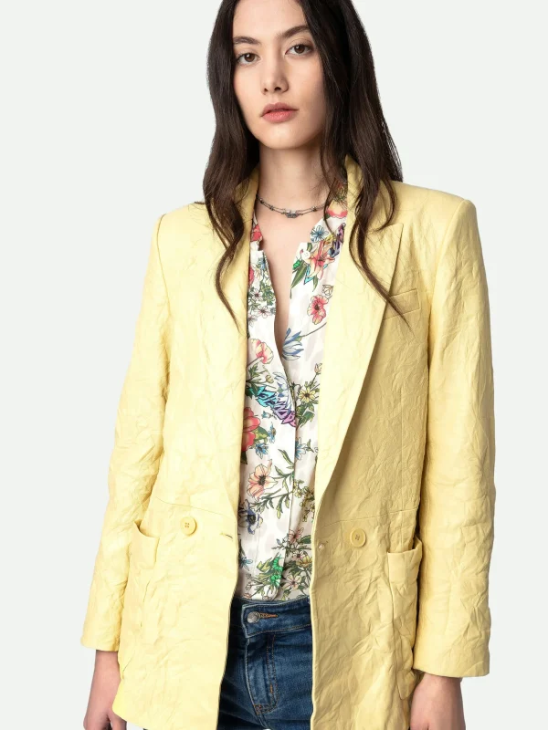 Zadig&Voltaire Visko Crinkled Leather Blazer Shea Discount