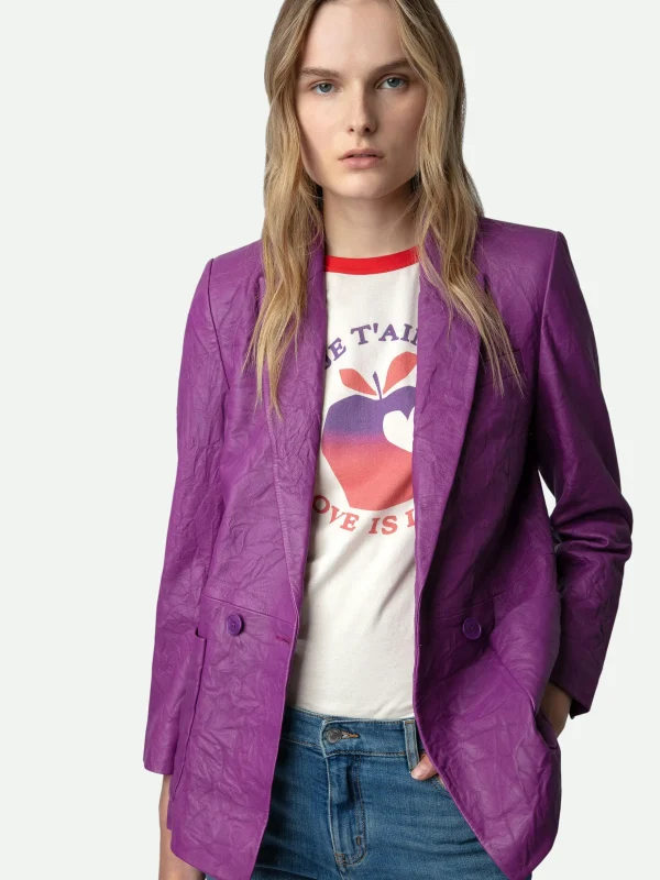 Zadig&Voltaire Visko Crinkled Leather Blazer Goa Hot
