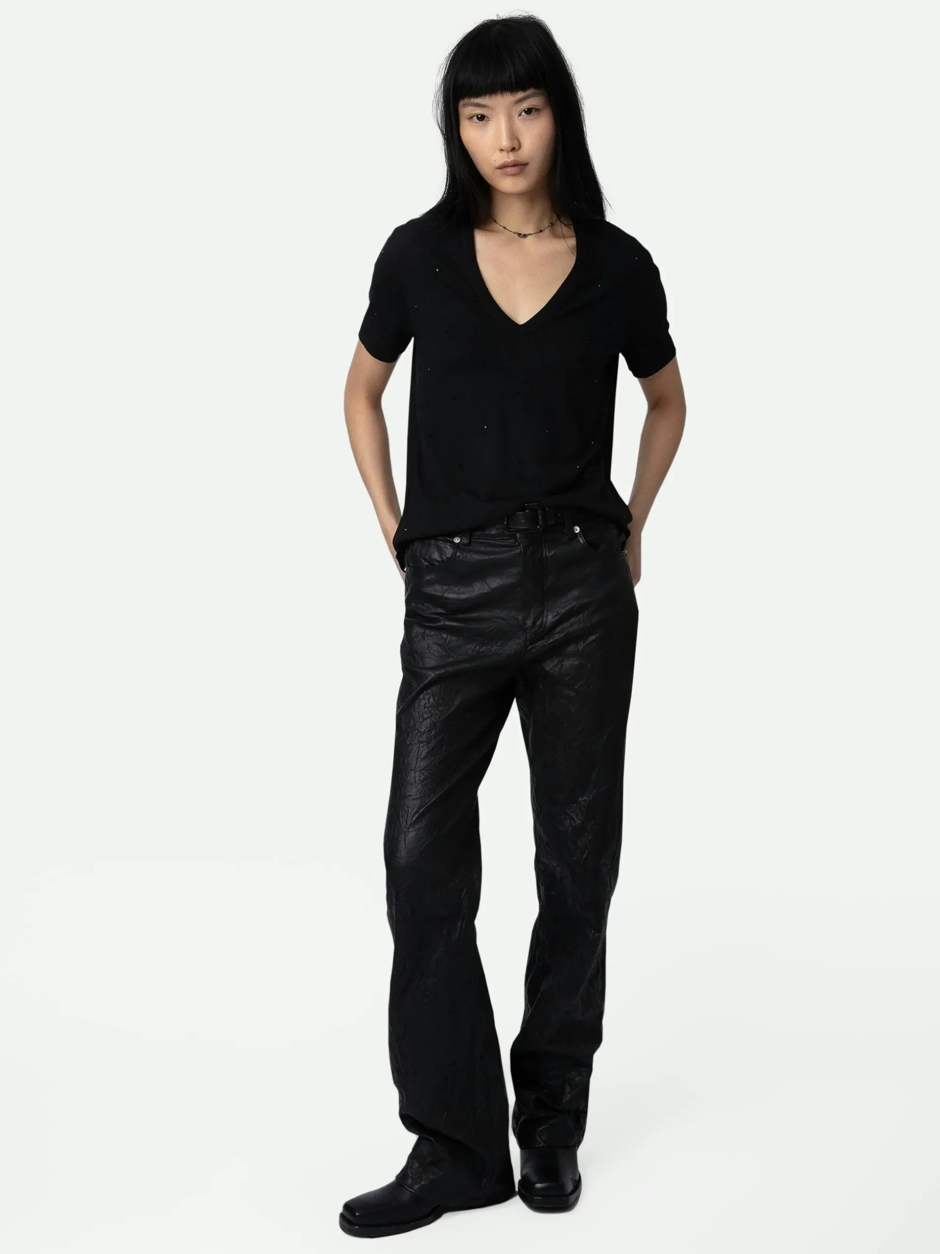 wassa_diamant_tshirt_0.webp Zadig&Voltaire Wassa Diamanté T-shirt Black Clearance