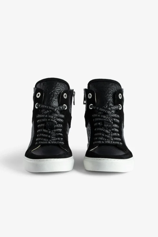 Zadig&Voltaire ZV1747 High Flash High-Top Crinkled Sneakers Black Discount