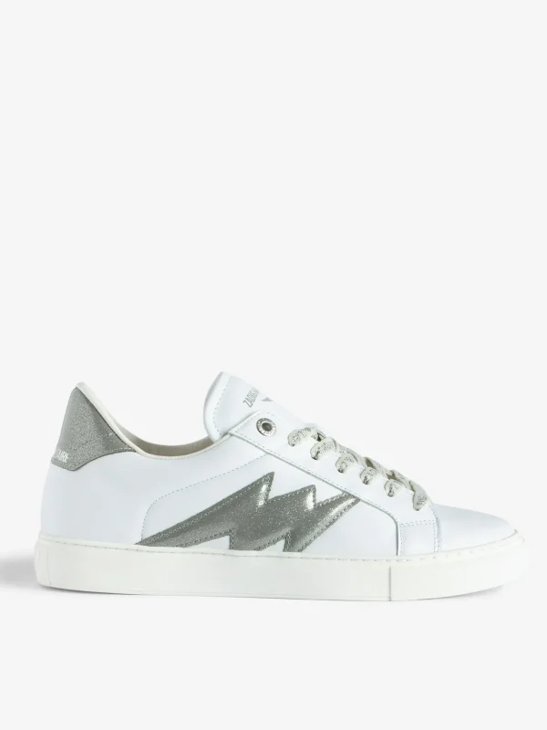 Zadig&Voltaire ZV1747 La Flash Low-Top Sneakers Silver New